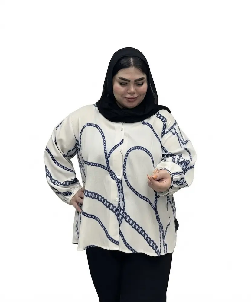 شومیز سایز بزرگ زنانه لنین طرح زنجیری